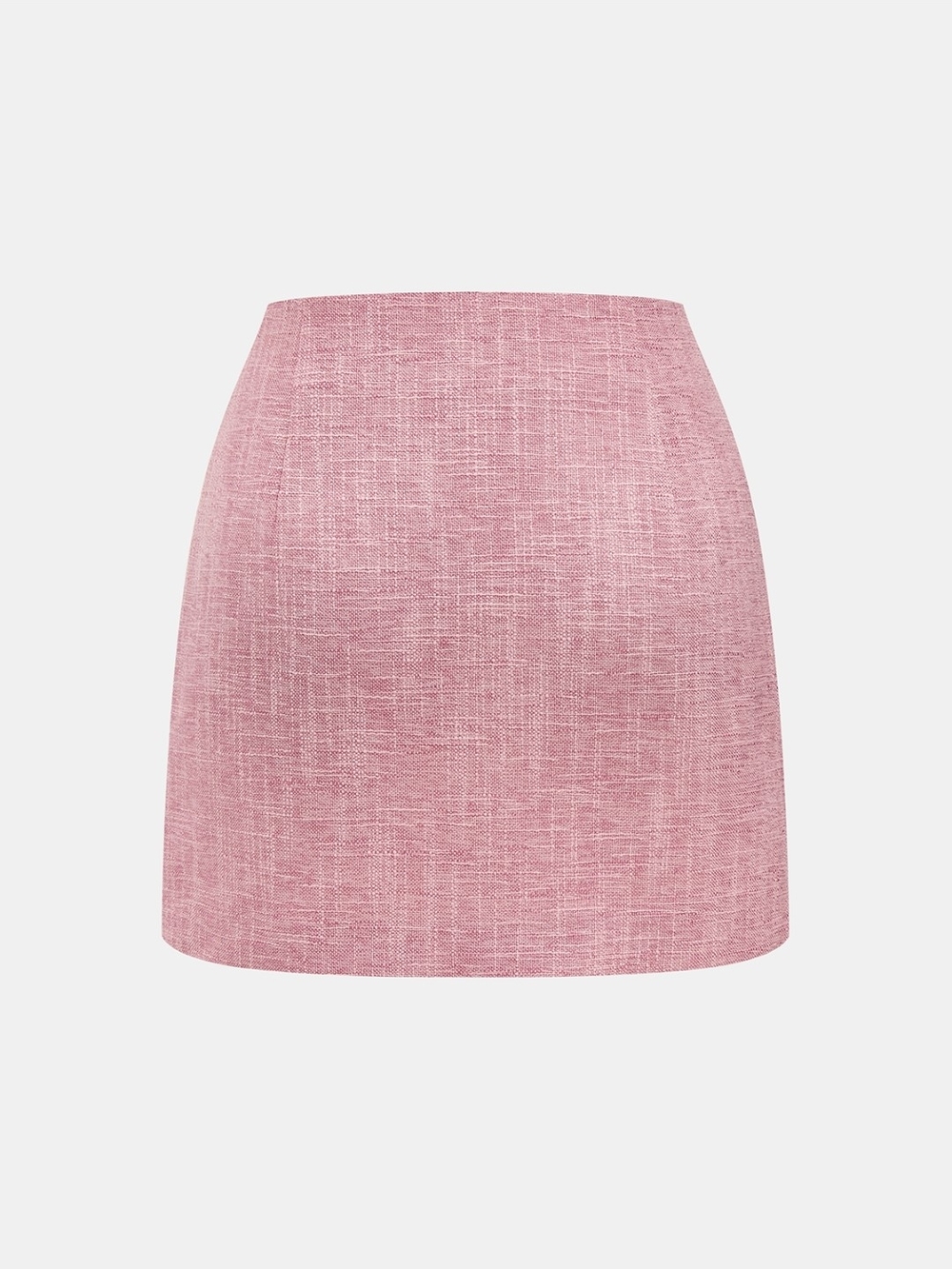 Commense Pink Tweed Peplum Skirt Set with Gold Buttons - Picture 5 of 9